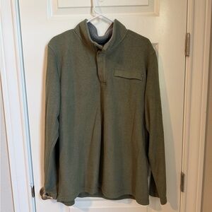 Men's Olive Green Quarter Button Fleece - Free Fly
